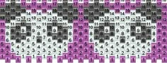 an abstract pattern with numbers in purple and white