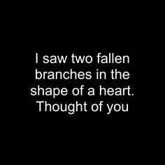 i saw two fallen branches in the shape of a heart thought of you