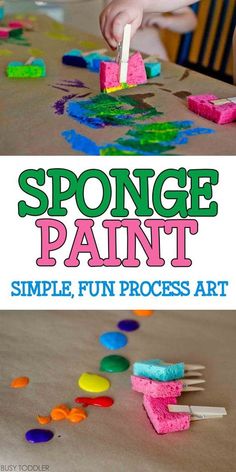 sponge paint is an easy and fun art project for kids to do with their toddlers