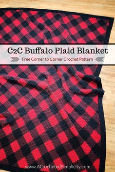 a red and black checkered shirt with the words c2c buffalo plaid blanket on it