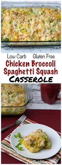 low carb, gluten free chicken broccoli spaghetti squash casserole