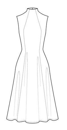 a line drawing of a dress on a mannequin neckline, with an open back