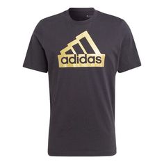 adidas Sportswear Future Icons Metallic T-shirt 'Black Gold' II3468 Adidas Sportswear, Adidas Logo, Adidas, Gold, Logos