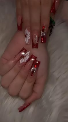 Charro Quince, Quince Nails, Quinceanera Nails, Red And Gold Nails, Dresses Lavender, Dresses Quince, Red Acrylic Nails, Girly Acrylic Nails, Cute Acrylic Nail Designs