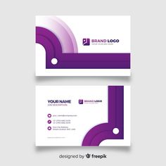 purple business card with rounded shapes on the front and back, mock up for printing