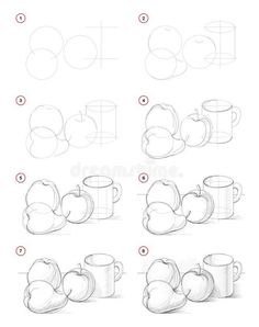 how to draw coffee mugs with different shapes and sizes, step by step instructions