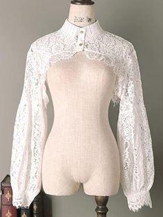 Crop Top Styles, Top In Pizzo, Edwardian Blouse, Lace Shrug, Lace Long Sleeve Shirt, Lace Bolero, Short Blouses