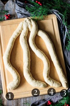 the dough is laid out on a cutting board