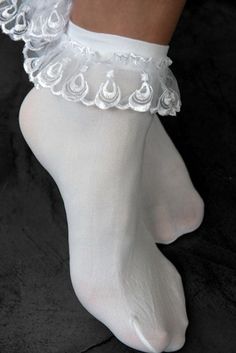 Lace Ruffle Anklet | Leg Avenue | Sock Dreams Pretty Socks, Ruffle Socks, Frilly Socks, Ruffled Socks, Sock Outfits, Jeans With Heels, Foot Socks, Lace Gloves, Leg Avenue