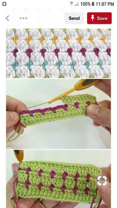 two photos showing how to crochet the same stitch