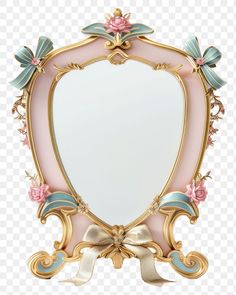 an ornate pink and gold frame with flowers on the border, hd png clipart