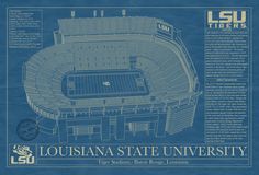 the blueprinted diagram for the lsu state university football stadium