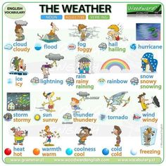 a poster with different types of weather