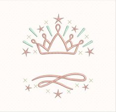 two crowns with stars and ribbons on them, one is pink and the other is blue