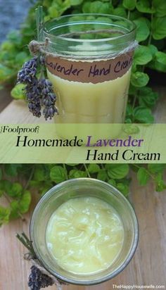 Hand Cream Recipe, Homemade Creams, Hand Cream Homemade, Allotment Ideas, Herb Diy, Gift Jars, Lavender Hand Cream, Diy Lavender, Pamper Hamper