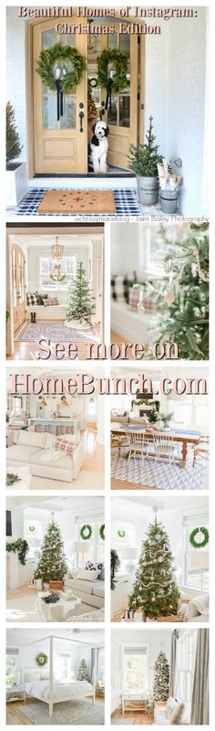 a collage of photos with christmas trees