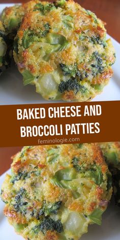 broccoli patties with cheese on top and in the middle, are shown