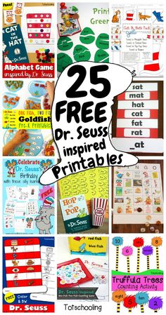 25 free dr seuss inspired printables for kids to use in the classroom