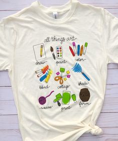 Art Club Shirt, Art Teacher Clothes, Art Teacher Outfits Aesthetic, Art Teacher Shirts, School Teacher Outfit, Art Teacher Outfits, Teacher Picture, Art Tshirts, Art Tees