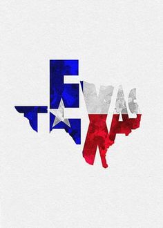 the state of texas painted in red, white and blue