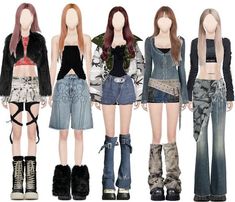 Kpop 5 Members Outfit, Kpop 5 Members, Kpop Performance, Faux Fur Cropped Jacket