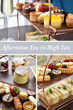 afternoon teas and high teas are served on three tiered serving trays