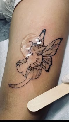 Butterfly Wing Tattoo, Arte Aries, See Tattoo, Cute Cat Tattoo, Cat Tattoos, Cat Tattoo Designs, Detailed Tattoo