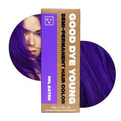 PRICES MAY VARY. PURPLE HAIR DYE! Our Good Dye Young Hair Dye semi permanent combines salon-grade pigments with a nontoxic, conditioning formula that deposits ultra-vibrant color. Our temporary hair dye combines a high-quality cream base with essential oil benefits. AMAZING COLOR: Our semi permanent hair color hair dye does not damage the hair, in fact, they’re super conditioning. The color in our color changing hair dye is deposited on top of the hair shaft and acts like a stain that will fade Color Changing Hair Dye, Permanent Purple Hair Dye, Temp Hair Color, Vibrant Purple Hair, Non Permanent Hair Color, Purple Hair Dye, Good Dye Young, Dyed Hair Purple, Temporary Hair Dye