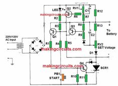 an electronic circuit diagram showing how to use the scr and other components for this project