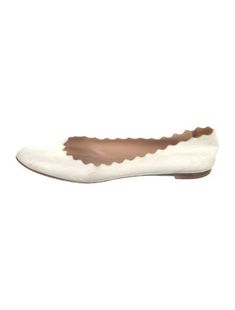 Chloé Leather Ballet FlatsWhiteRound-Toes with Scalloped AccentDesigner Fit: Flats by Chloé typically run a half size small.Unfortunately, due to restrictions, this item may not be eligible for shipping in all areas. Flat Shoes Women, Ballet Flats, Shoes Flats, Chloe, Ballet, Women Shoes, Running, Leather