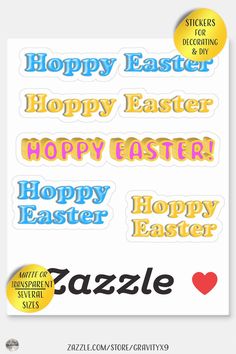 happy easter stickers with the words happy easter and happy easter written in different languages