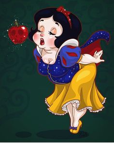 an image of snow white with apple on her chest and the caption'foto'above it