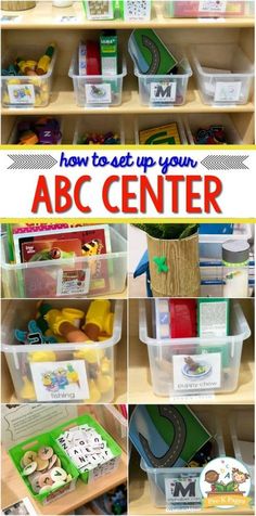 the abc center is filled with toys and books