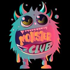 a cartoon monster with the word monster club on it's chest and eyes open