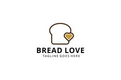 bread love logo with a heart in the middle and an outline of a person's head