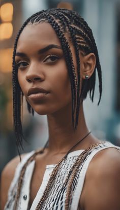 27 Box Braids Hairstyles Short » Hairstylester Small Braids Short Hair, Braided Mullet Black Women, Twa Braids, Box Braids Hairstyles Short, 27 Box Braids, Afro Braids Hairstyles, Punk Box Braids, Short Cornrow Hairstyles, Box Braids Updo Hairstyles