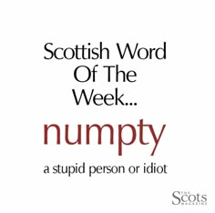 a poster with the words, scottish word of the week numpt