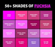 50 Shades of Fuchsia Color (Names, HEX, RGB, & CMYK Codes) Dark Lip Color, Pink Color Chart, Bright Red Dress, Color Schemes Colour Palettes, Color Palette Pink, Color Meanings, Different Shades Of Pink