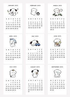 Cute Mini Posters, 2025 Mini Calendar, 2025 Cute Calendar, Diy Calender Aesthetic, 2025 Cute Calendar Printable Free, 2025 Calender Aesthetic, Pochacco Calendar, 2025 Aesthetic Calendar, Cute 2025 Calendar