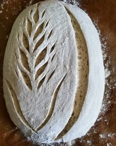 some type of bread that has been made with flour and other ingredients on top of it