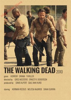 the walking dead movie poster with zombies and people in background, including one man holding a knife