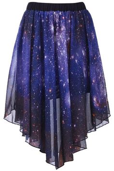 Romwe Women's Starry Night Print Asymmetric Galaxy Polyester Skirt-Blue-L Doctor Who Outfits, Asymmetric Skirt, Asymmetrical Skirt, Cute Skirts, Fashion Sense