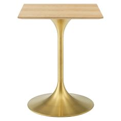 a small table with a wooden top on a white background in the shape of a pedestal