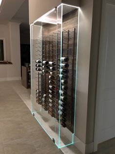 a wine rack in the middle of a room