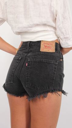 Vintage 90s Black Levis High Waist Cut off Denim Shorts 11 Sizes 23 24 25 26 27 28 29 30 31 32 33 - Etsy Black Levi Shorts, Black Levis, Cute Preppy Outfits, Short Jeans, High Waisted Shorts Denim, Cute Everyday Outfits, Really Cute Outfits