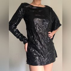 Cute Black Sequin Top With Long Sleeve And Bat Wing. Brand Is New York And Company. Size Xs. Never Worn. Long Sleeve Sequin Dresses For Going Out, Fall Club Mini Dress With Sequins, Black Fitted Long Sleeve Sequin Dress, Fitted Black Sequin Dress For Fall, Glamorous Black Sequin Dress For Fall, Black Sequin Stretch Dress, Black Long Sleeve Sequin Dress For Date Night, Black Stretch Sequin Party Dress, Long Sleeve Sequin Mini Dress For Going Out