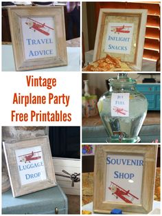 vintage airplane party free printables for the kids to use in their home decor