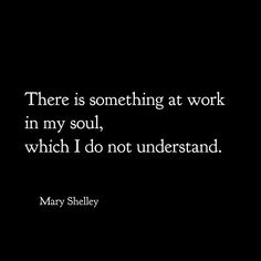 there is something at work in my soul, which i do not understand - mary sheley