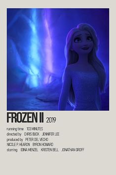 the poster for frozen 2 is displayed in front of a blue and purple background with an image of a woman