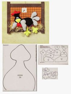 an image of the pattern and instructions for a stuffed animal in a frame with hay